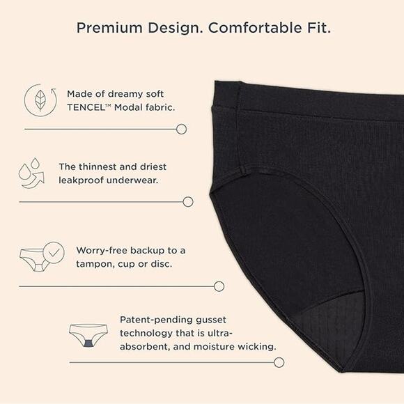 saalt Comfort Modal Brief Period Underwear  (S) - Picture 4 of 4